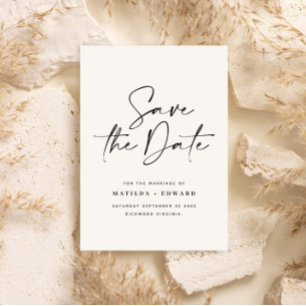 Moderne handgeschreven huwelijksaankondiging typog save the date