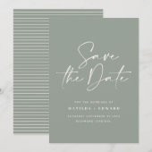 Moderne handgeschreven huwelijksaankondiging typog save the date (Voorkant / Achterkant)