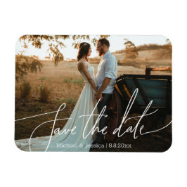 Moderne handgeschreven huwelijksfoto save the date magneet