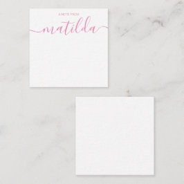 Moderne handgeschreven kalligrafie Eenvoudige roze Notitiekaartje