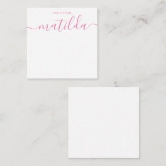 Moderne handgeschreven kalligrafie Eenvoudige roze Notitiekaartje