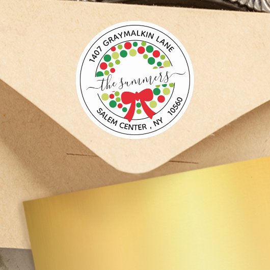 Moderne handgeschreven kalligrafie Kerstmis Adres Ronde Sticker