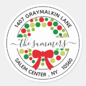 Moderne handgeschreven kalligrafie Kerstmis Adres Ronde Sticker (Voorkant)