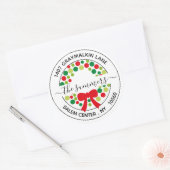 Moderne handgeschreven kalligrafie Kerstmis Adres Ronde Sticker (Envelop)