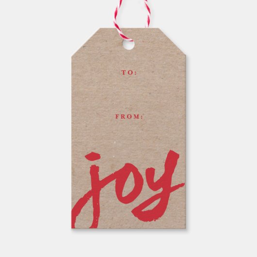 Moderne Handgeschreven Kerst Vakantie Vreugde Cadeaulabel (Voorkant)