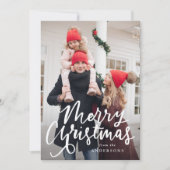 Moderne handgeschreven Kerstmis-script-foto Feestdagenkaart (Voorkant)