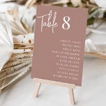Moderne handgeschreven   klassieke seriële gastnam kaart<br><div class="desc">Eenvoudige en chic table number kaarten in Terracotta en wit maken een elegante verklaring bij uw bruiloft of gebeurtenis. Het ontwerp kenmerkt "lijst [aantal]"in handgeschreven manuscript het schrijven,  met individuele gastnamen hieronder in chronologieserie typografie. Het ontwerp herhaalt zich aan beide zijden.</div>