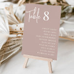 Moderne handgeschreven   klassieke seriële gastnam kaart<br><div class="desc">De eenvoudige en kische kaarten van het lijstaantal in Roos Taupe en wit maken een elegante verklaring bij uw bruiloft of gebeurtenis. Het ontwerp kenmerkt "lijst [aantal]"in handgeschreven manuscript het schrijven,  met individuele gastnamen hieronder in chronologieserie typografie. Het ontwerp herhaalt zich aan beide zijden.</div>