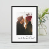 Moderne handgeschreven kleine boog foto bewaar dez save the date (Staand voorkant)