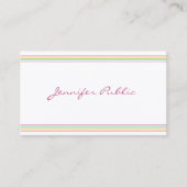 Moderne handgeschreven, kleurrijke gestripte Sjabl Visitekaartje (Voorkant)