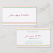 Moderne handgeschreven, kleurrijke gestripte Sjabl Visitekaartje (Voorkant / Achterkant)