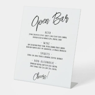 Moderne handgeschreven koppen Eenvoudige open bar  Reclamebord Met Voetstuk