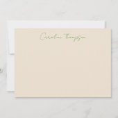 Moderne Handgeschreven Manuscript Groene Gepersona Notitiekaartje (Voorkant)