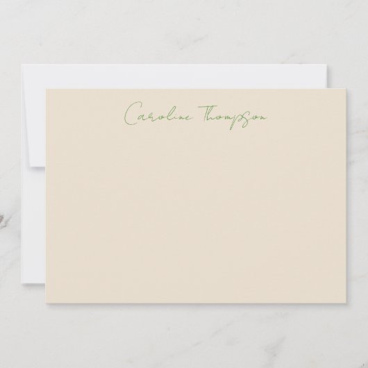 Moderne Handgeschreven Manuscript Groene Gepersona Notitiekaartje (Voorkant)