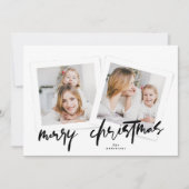 Moderne handgeschreven Merry Christmas Multi Photo Feestdagenkaart (Voorkant)