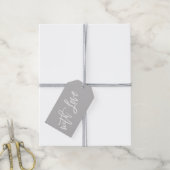 MODERNE HANDGESCHREVEN met liefde grijs witte teks Cadeaulabel (Met Touw)