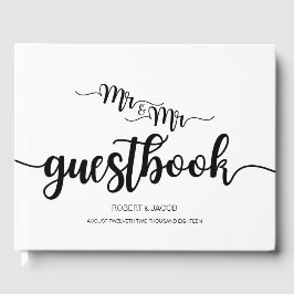 Moderne handgeschreven Mr. en Mr. Wedding Guestboo Gastenboek