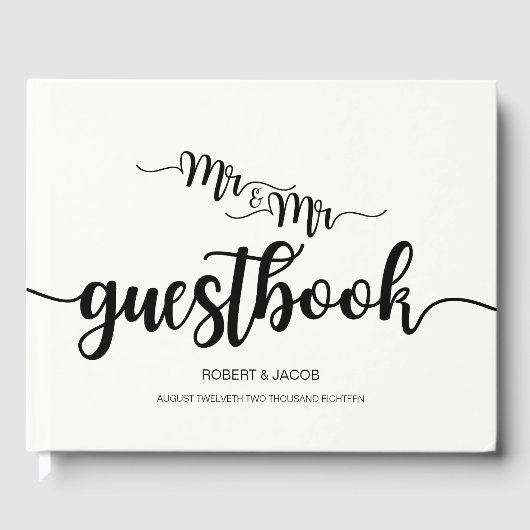 Moderne handgeschreven Mr. en Mr. Wedding Guestboo Gastenboek (Voorkant)