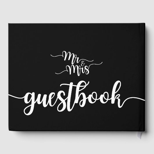 Moderne handgeschreven Mr. en Mrs Wedding Guestboo Gastenboek (Achterkant)
