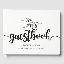Moderne handgeschreven Mr. en Mrs Wedding Guestboo Gastenboek