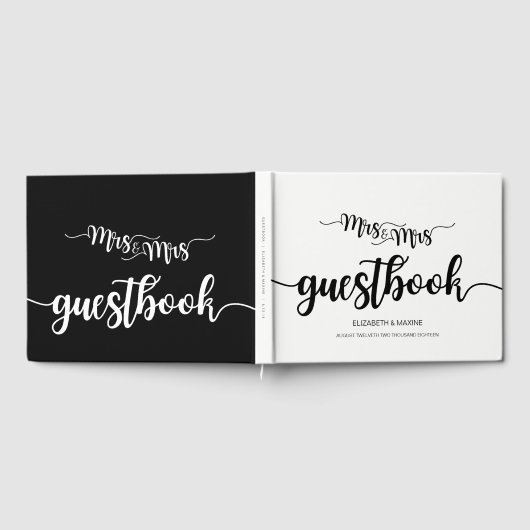 Moderne handgeschreven Mrs en Mrs Wedding Guestboo Gastenboek (Volledig)
