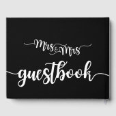 Moderne handgeschreven Mrs en Mrs Wedding Guestboo Gastenboek (Achterkant)