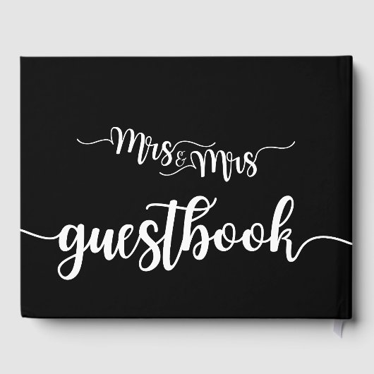 Moderne handgeschreven Mrs en Mrs Wedding Guestboo Gastenboek (Achterkant)
