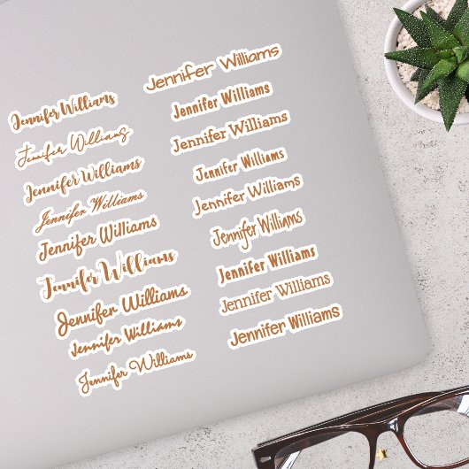 Moderne handgeschreven naam (18 stijlen) - Brons Sticker