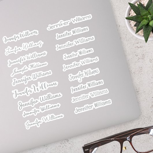 Moderne handgeschreven naam (18 stijlen) - Zilver Sticker