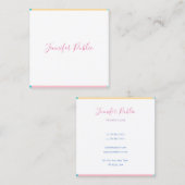 Moderne handgeschreven naam Eenvoudige Sjabloon Vierkante Visitekaartje (Voorkant / Achterkant)