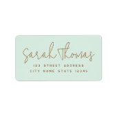 Moderne handgeschreven naam licht mint retour adre etiket (Voorkant)