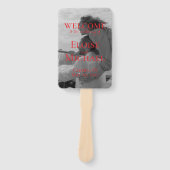 Moderne handgeschreven overlay foto bruiloft handwaaier (Voorkant)
