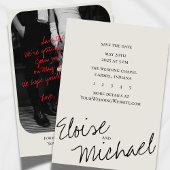 Moderne handgeschreven overlay foto save the date kaart