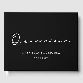 Moderne handgeschreven Quinceañera 15e verjaardag Gastenboek