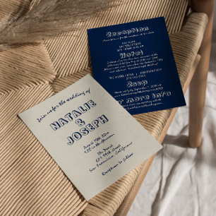 Moderne handgeschreven retro alles in één bruiloft kaart