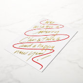 Moderne handgeschreven rode en gouden script ontwe folie feestdagenkaart (Gedraaid)