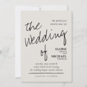 Moderne handgeschreven romantische foto bruiloft kaart (Voorkant)