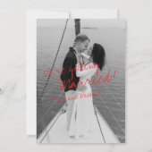 Moderne handgeschreven romantische foto bruiloft kaart (Achterkant)