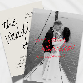 Moderne handgeschreven romantische foto bruiloft kaart