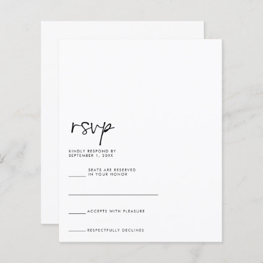 Moderne handgeschreven RSVP-kaart (Voorkant / Achterkant)