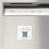moderne handgeschreven rsvp qr code bruiloft magneet (Insitu (Vaatwasser))