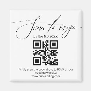 moderne handgeschreven rsvp qr code bruiloft magneet