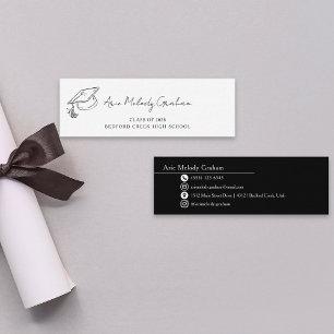 Moderne handgeschreven script afstudeer naamkaart mini visitekaartje