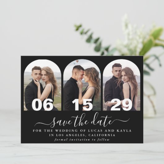 Moderne Handgeschreven Script Arch Photo Sla de da Kaart (Staand voorkant)