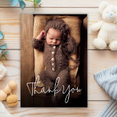 Moderne handgeschreven script baby shower foto  bedankkaart