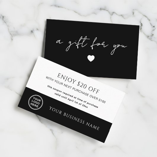 Moderne handgeschreven script cadeaubon kortingskaartje