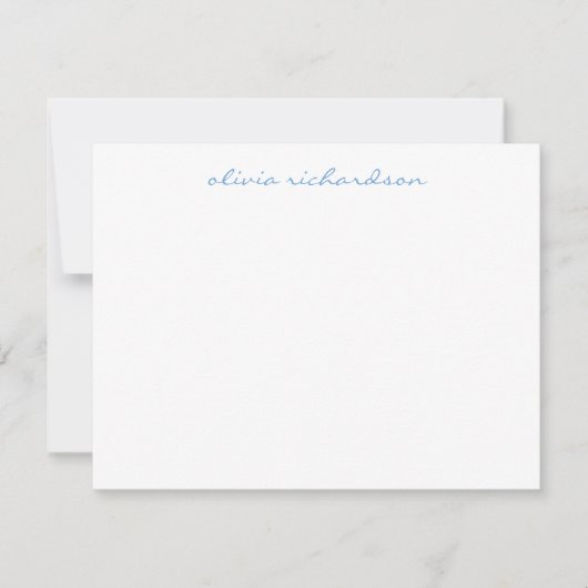 Moderne handgeschreven script chic Light Baby Blue Notitiekaartje (Voorkant)