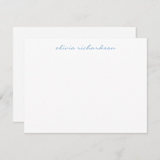 Moderne handgeschreven script chic Light Baby Blue Notitiekaartje (Voorkant / Achterkant)