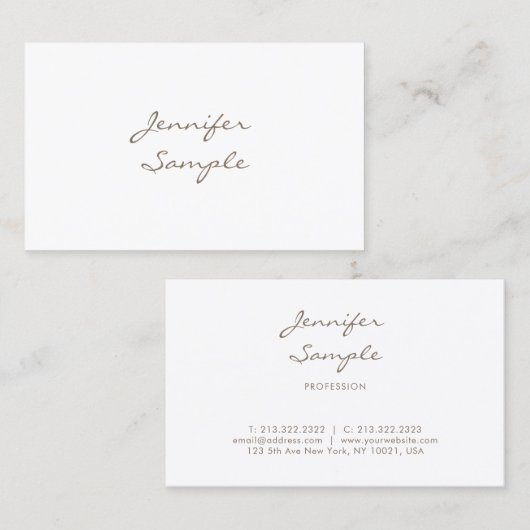 Moderne handgeschreven script dat uniek papier ops visitekaartje (Voorkant / Achterkant)