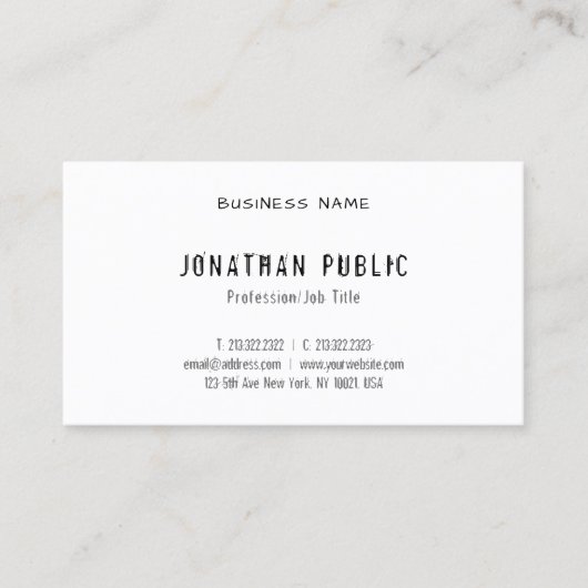 Moderne handgeschreven script elegant eenvoudig bo visitekaartje (Voorkant)